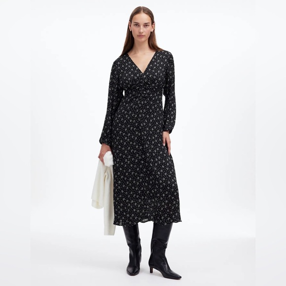 NWT Madewell Ruched Midi Floral Dress Size 8 - Picture 1 of 10
